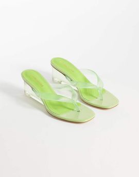 Glamorous Glamorous wedge sandals in green jelly