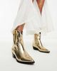 Glamorous Glamorous western ankle boots in gold metallic - 2
