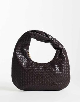 Glamorous Glamorous woven knot shoulder bag in dark brown
