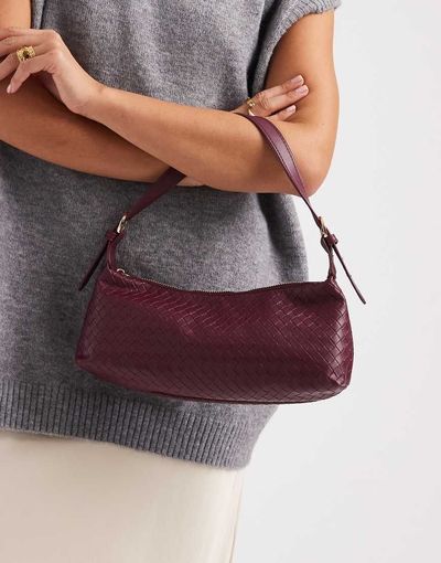 Glamorous Glamorous woven slouchy shoulder bag in wine burgundy-Red