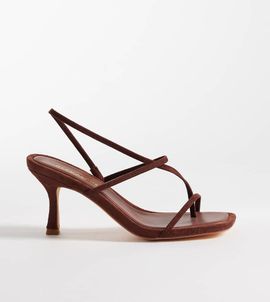 Glamorous Wide Fit Glamorous Wide Fit barely there heeled sandals in brown suedette