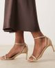 Glamorous Wide Fit Glamorous Wide Fit barely there heeled sandals in gold glitter - 1