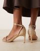 Glamorous Wide Fit Glamorous Wide Fit barely there heeled sandals in gold glitter - 3