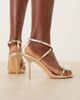 Glamorous Wide Fit Glamorous Wide Fit barely there heeled sandals with bow in gold - 2