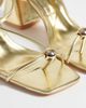 Glamorous Wide Fit Glamorous Wide Fit block heel sandals with metal detail in gold - 3