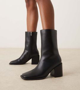 Glamorous Wide Fit Glamorous Wide Fit block heel square toe boots in black