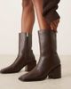 Glamorous Wide Fit Glamorous Wide Fit block heel square toe boots in brown - 1