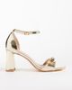 Glamorous Wide Fit Glamorous Wide Fit block heeled sandals with bow in gold - 1