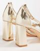Glamorous Wide Fit Glamorous Wide Fit block heeled sandals with bow in gold - 3