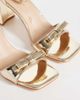 Glamorous Wide Fit Glamorous Wide Fit block heeled sandals with bow in gold - 4
