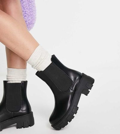 Glamorous Wide Fit Glamorous Wide Fit chunky chelsea boots in black