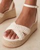 Glamorous Wide Fit Glamorous Wide Fit espadrilles platform heeled sandals in beige crochet-Neutral - 2