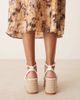 Glamorous Wide Fit Glamorous Wide Fit espadrilles platform heeled sandals in beige crochet-Neutral - 3