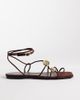 Glamorous Wide Fit Glamorous Wide Fit flat sandals with gold detail in brown suedette - 1