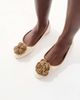 Glamorous Wide Fit Glamorous Wide Fit flat shoes with woven crochet flower in cream linen-White - 2