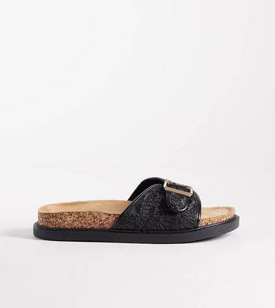 Glamorous Wide Fit Glamorous Wide Fit flat woven sandals in black