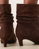 Glamorous Wide Fit Glamorous Wide Fit kitten heel ruched mid ankle boots in brown microsuede - 2