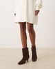 Glamorous Wide Fit Glamorous Wide Fit kitten heel ruched mid ankle boots in brown microsuede - 4