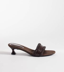 Glamorous Wide Fit Glamorous Wide Fit kitten heeled woven sandals in brown