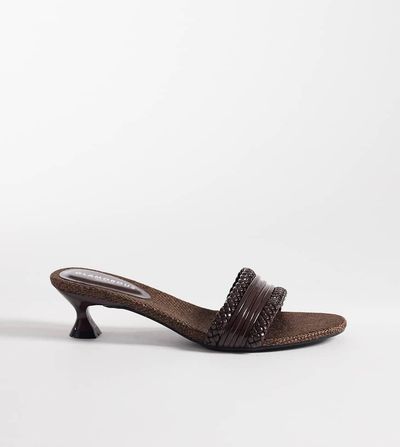 Glamorous Wide Fit Glamorous Wide Fit kitten heeled woven sandals in brown