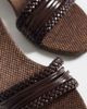 Glamorous Wide Fit Glamorous Wide Fit kitten heeled woven sandals in brown - 4