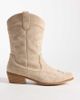 Glamorous Wide Fit Glamorous Wide Fit low ankle cowboy boots in taupe suedette-Neutral - 1