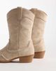 Glamorous Wide Fit Glamorous Wide Fit low ankle cowboy boots in taupe suedette-Neutral - 4