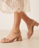 Glamorous Wide Fit Glamorous Wide Fit low block heeled sandals in beige-Neutral - 1