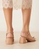 Glamorous Wide Fit Glamorous Wide Fit low block heeled sandals in beige-Neutral - 3
