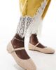 Glamorous Wide Fit Glamorous Wide Fit mary jane ballet flats in raffia-Neutral - 1