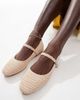 Glamorous Wide Fit Glamorous Wide Fit mary jane ballet flats in raffia-Neutral - 2