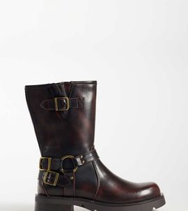 Glamorous Wide Fit Glamorous Wide Fit mid ankle-height moto boots in brown