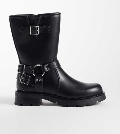 Glamorous Wide Fit Glamorous Wide Fit mid ankle moto boots in black