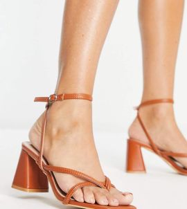 Glamorous Wide Fit Glamorous Wide Fit mid heel sandals in camel-Neutral