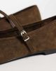 Glamorous Wide Fit Glamorous Wide Fit slingback kitten heel shoes in brown suedette - 4
