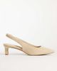 Glamorous Wide Fit Glamorous Wide Fit slingback kitten heel shoes in cream suedette-Neutral - 1
