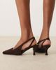Glamorous Wide Fit Glamorous Wide Fit slingback kitten heel shoes in espresso faux suede-Brown - 3