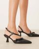 Glamorous Wide Fit Glamorous Wide Fit slingback kitten heeled shoes with bows in black - 1