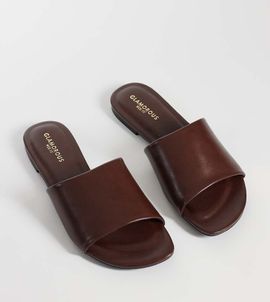 Glamorous Wide Fit Glamorous Wide Fit slip on sandals in chocolate-Brown