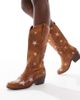 Glamorous Wide Fit Glamorous Wide Fit star western boots in tan-Brown - 1