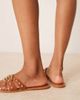 Glamorous Wide Fit Glamorous Wide Fit studded flat sandals in tan-Brown - 2