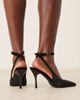 Glamorous Wide Fit Glamorous Wide Fit tie leg heeled shoes in black velvet - 4