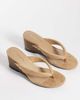 Glamorous Wide Fit Glamorous Wide Fit toe thong wedge sandals in neutral suedette - 1