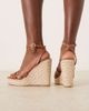 Glamorous Wide Fit Glamorous Wide Fit wedge heeled espadrille sandals in tan-Brown - 3