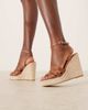 Glamorous Wide Fit Glamorous Wide Fit wedge heeled espadrille sandals in tan-Brown - 4