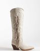 Glamorous Wide Fit Glamorous Wide Fit western fringe knee boots in cream suedette-White - 1