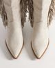 Glamorous Wide Fit Glamorous Wide Fit western fringe knee boots in cream suedette-White - 3
