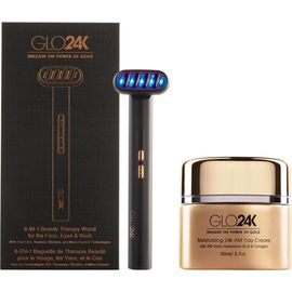 GLO24K UNLEASH THE POWER OF GOLD GLO24K UNLEASH THE POWER OF GOLD 6-IN-1 Beauty Therapy Wand for the Face, Eyes & Neck and 24K Day Cream