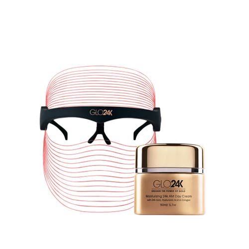 GLO24K UNLEASH THE POWER OF GOLD GLO24K UNLEASH THE POWER OF GOLD 7 Color LED Beauty Mask + Day Cream.