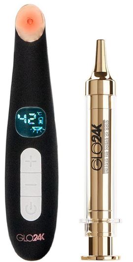 GLO24K UNLEASH THE POWER OF GOLD GLO24K UNLEASH THE POWER OF GOLD LED Eye Care Beauty Massager + 24k Express Facelift Cream.